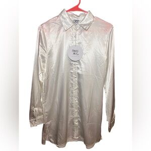 Princess Polly White Satin Shirt dress